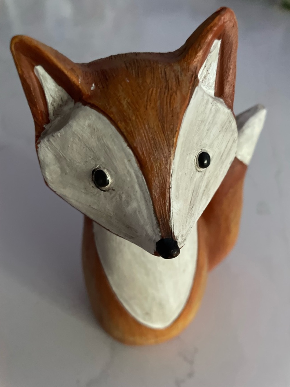 Vintage Wooden Fox Figurine Handcarved
